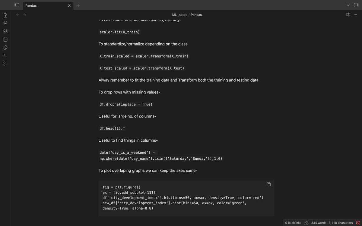 AsmitBaldi's tweet photo. ML code log day 10

Missed the last two days, so to cover up.

>Implemented Binning and Binarization.
>Learned and practiced to handle mixed(num+cat) cols.
>Learned to deal with date and time cols.
>Studied about CCA to deal with missing values.

Watched pirates of Caribbean 4. https://t.co/g9sQmptLGs