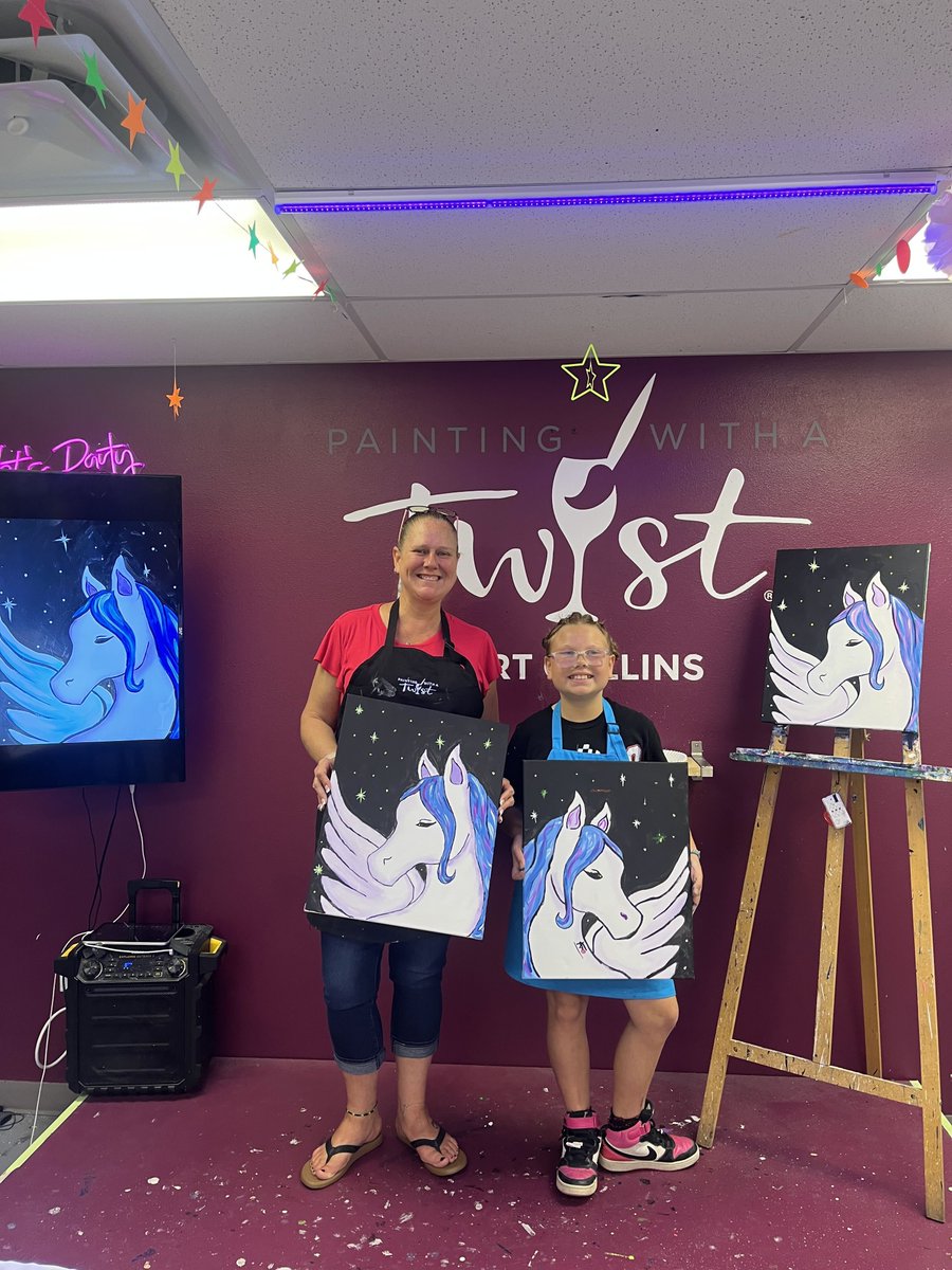 PWATFortCollins's tweet photo. These Pegasus paintings are so precious! 🐎✨🎨

We had such a fun time with this duo, and they truly proved that creativity is magic. From dreamy colors to whimsical details, these paintings came to life in the most enchanting way.

We’re absolutely in love with how these... https://t.co/dV9V6SAprU