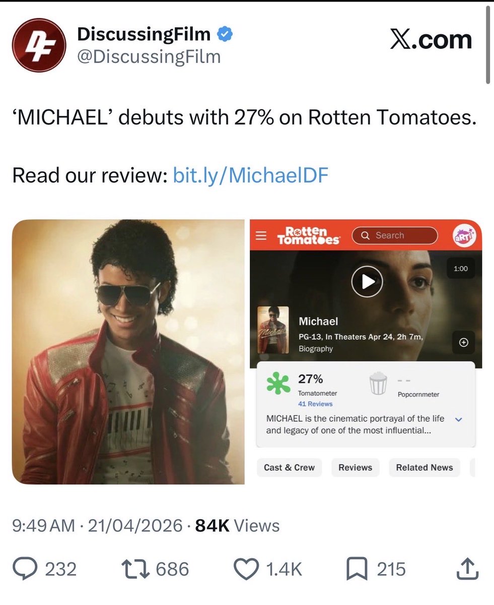 PhillipsRelic's tweet photo. How it Started.             How it’s Going. 
#MichaelMovie
#Lionsgate https://t.co/1q7IVdiZ2L
