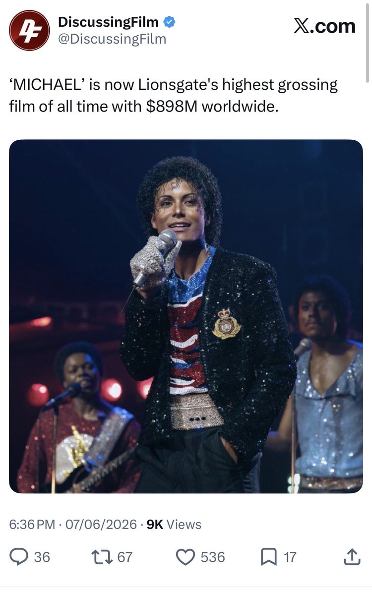 PhillipsRelic's tweet photo. How it Started.             How it’s Going. 
#MichaelMovie
#Lionsgate https://t.co/1q7IVdiZ2L