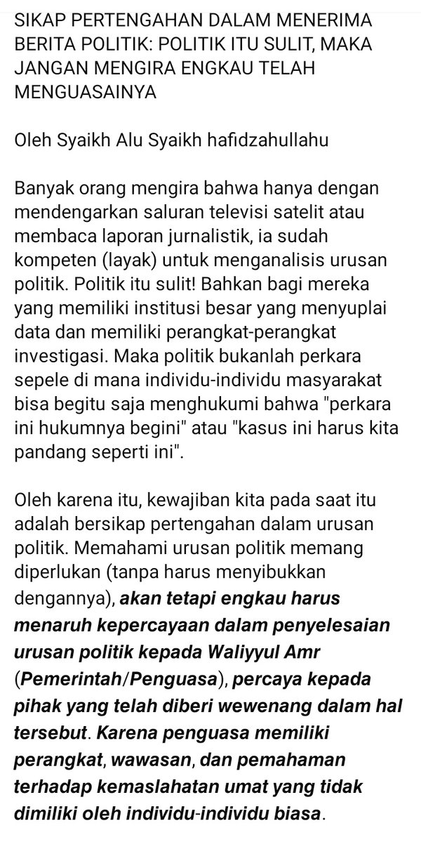 jwtsover's tweet photo. SIKAP PERTENGAHAN DALAM MENERIMA BERITA POLITIK: POLITIK ITU SULIT, MAKA JANGAN MENGIRA ENGKAU TELAH MENGUASAINYA

Oleh Syaikh Alu Syaikh hafidzahullahu

silakan simak selengkapnya: https://t.co/mWSwHx6T6w https://t.co/gMn97LnKZX