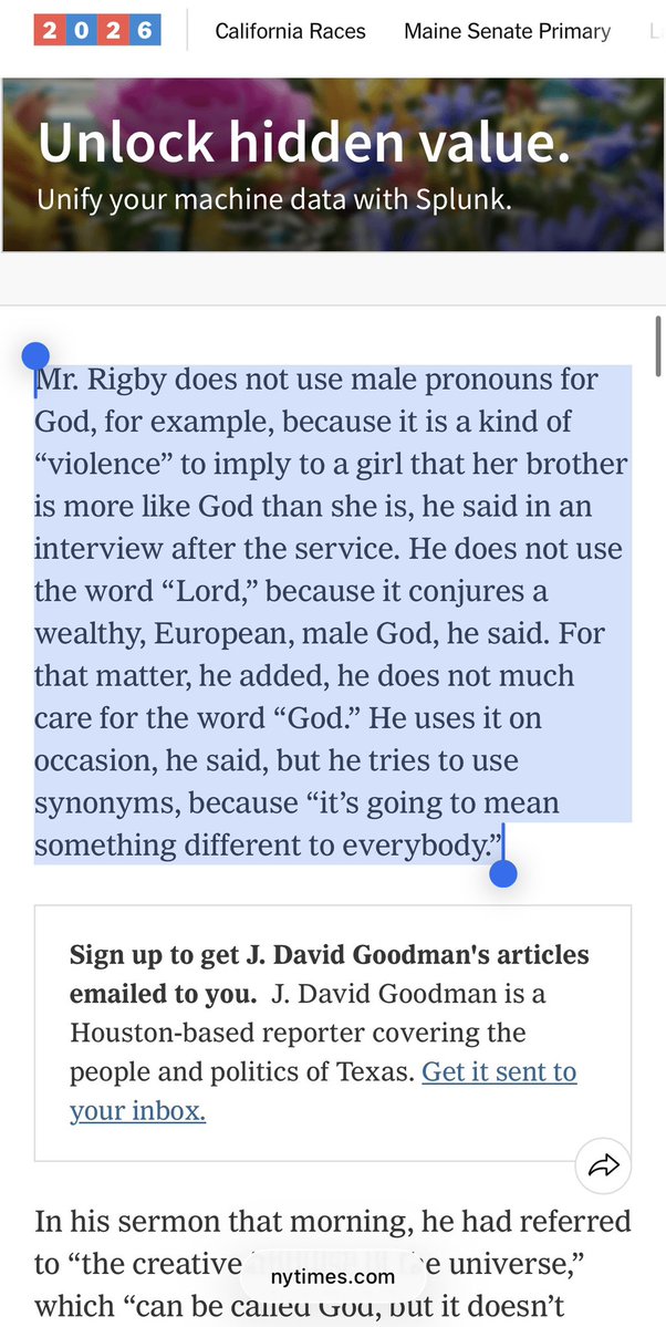 megbasham's tweet photo. Quite the description of James Talarico’s pastor today in NYT. https://t.co/hFK2B21bkL