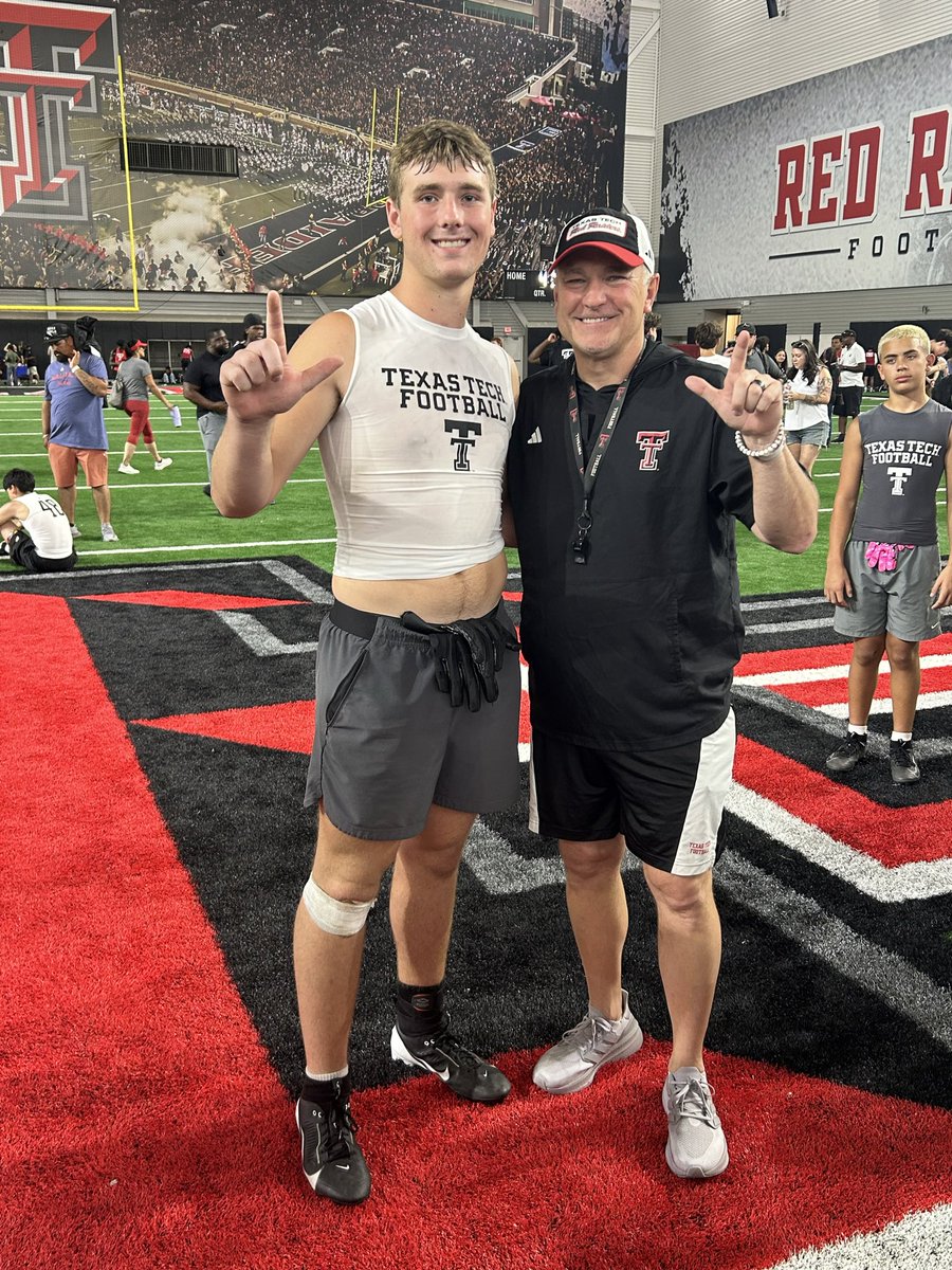GunnerBrady34's tweet photo. Had a great time at the Texas Tech Mega camp!! Got some great coaching and competition. Thanks to Coach @MBrassfieldTTU for showing me around after. Also thanks to Coach @CoachCochranTTU for coaching me up. https://t.co/RA6H4vrw77