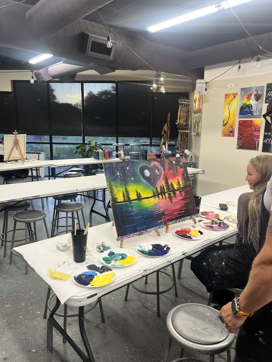 PWATFortCollins's tweet photo. We created some Cosmic Love two-piece paintings, and you guessed it… we’re in love! 🌙🎨💫

From bold, dreamy colors to all the fun little details, these pairs came together so beautifully. It’s always so special watching two canvases connect into one stunning piece.

Such a... https://t.co/EW5VH1eRS1