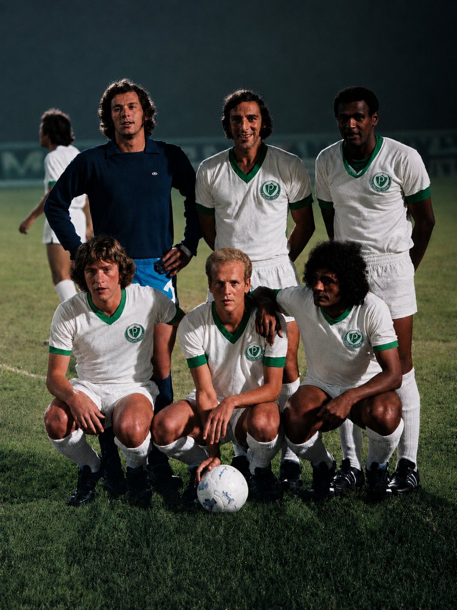Coloripalestra's tweet photo. Imagem espetacular, uniforme espetacular e jogadores espetaculares !! Leão, Alfredo, Luis Pereira, Leivinha, Divino e César, imagem restaurada por mim, ajude meu Trabalho retuitando e principalmente me seguindo https://t.co/zDWxwASPSG