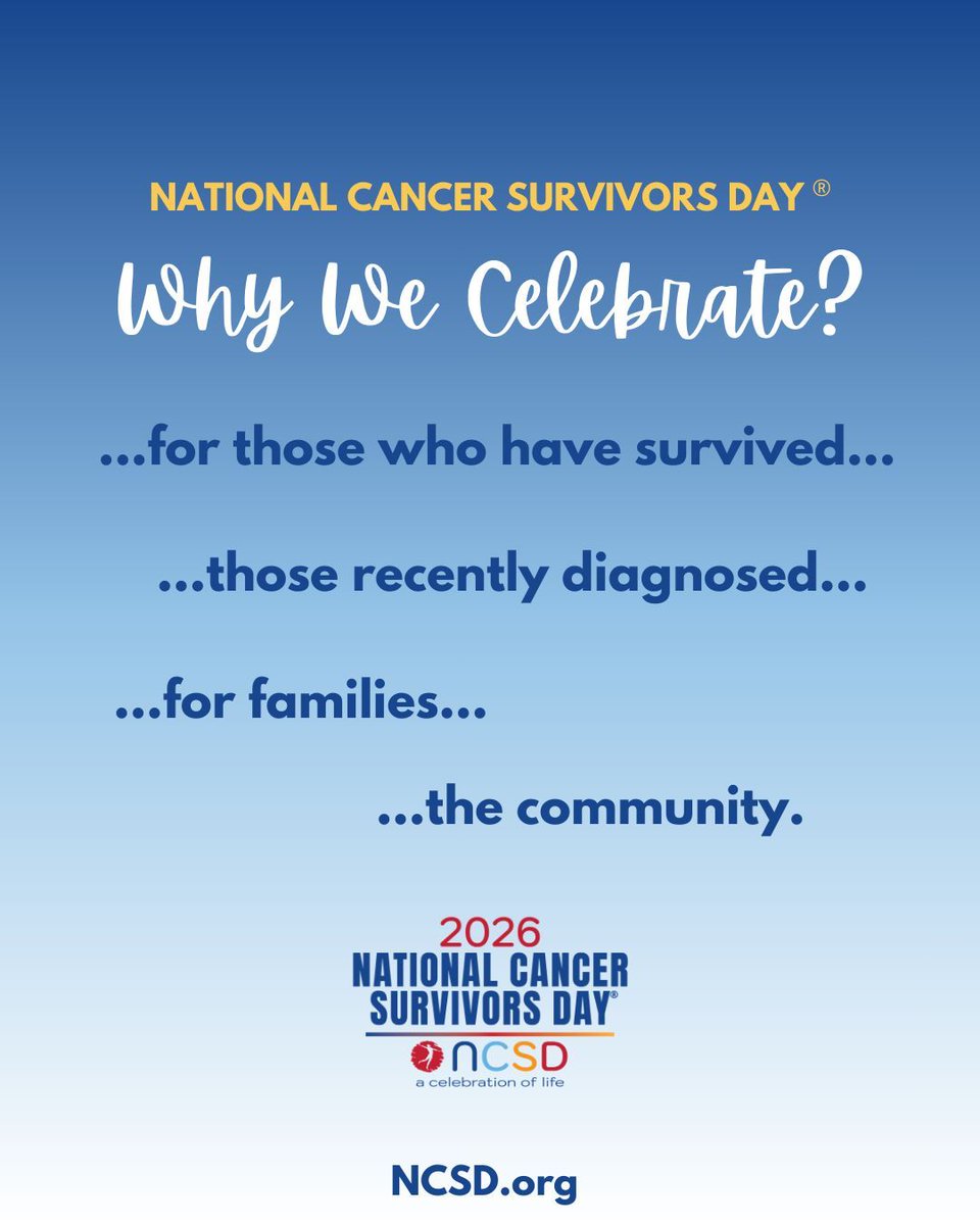 SurvivorsDay's tweet photo. Here's to all the incredible cancer survivors on National Cancer Survivors Day!

#NCSD2026 #NCSD #NationalCancerSurvivorsDay https://t.co/UgRLWYHJNW