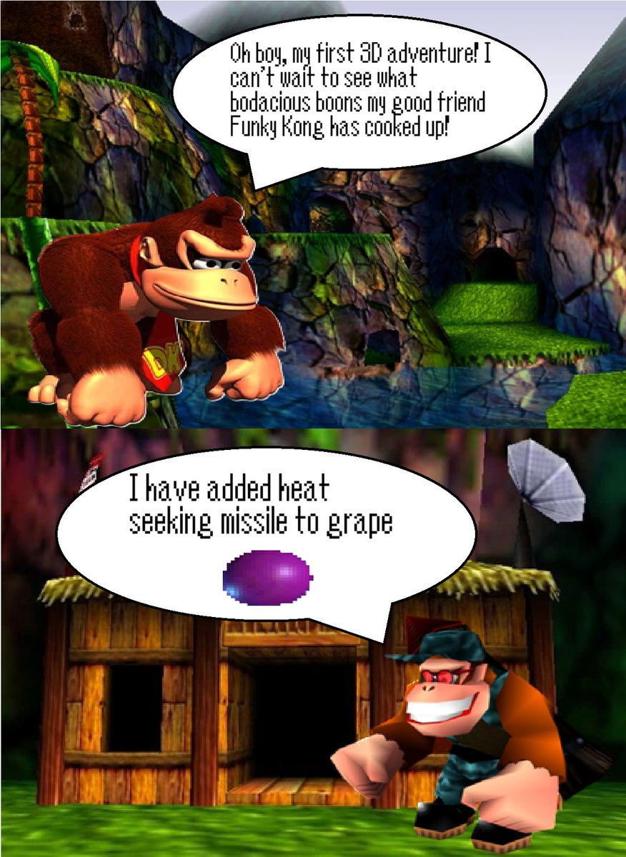 fe_paint's tweet photo. Been replaying DK64 and I will never understand what bullshit Funky was on in that game https://t.co/HmYIssbcSd