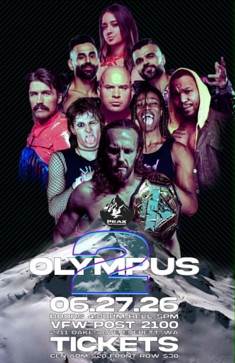 SureShotLynch's tweet photo. Pro-Wrestling action returns as @PeakSportsPNW
and the #DRGNPLEX Dojo present "OLYMPUS 2". 

Join us live on Saturday, 6/27, at VFW Post 2100 in Everett, WA for our biggest event of the year!

Tickets are available NOW!     https://t.co/Ldtk8X0qml… https://t.co/zQfqXu79XP