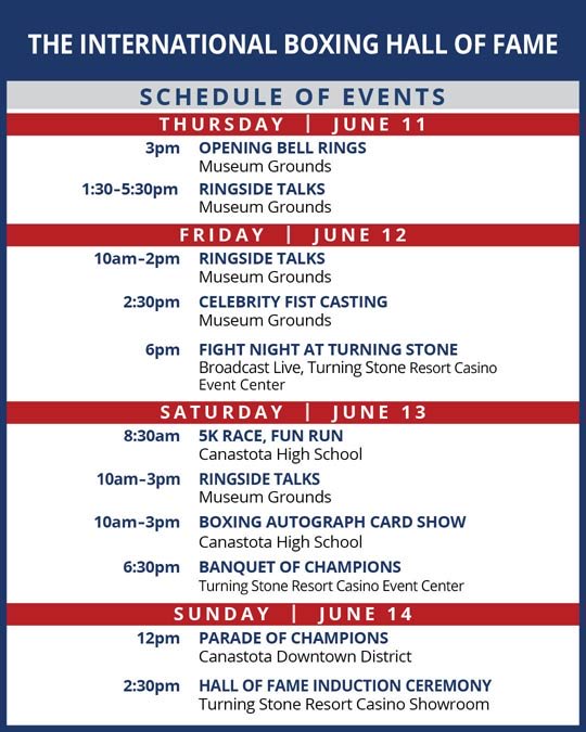 BoxingHall's tweet photo. Class of 2026 to take their place among the legends of boxing in one week! Don’t miss the Official Induction Ceremony, hosted by Jimmy Lennon Jr., Sun., June 14 at 2:30pm! Details https://t.co/SvGyIacKpZ
@gggboxing @antoniotarver @NigelGBenn @naoko_fujioka @jackienava_of @KevinI https://t.co/sgdwkRjPeS