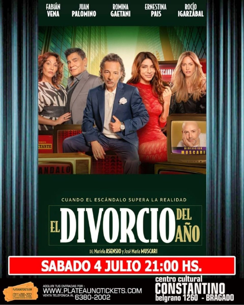 BInforma's tweet photo. 😍EL DIVORCIO DEL AÑO...
Sábado 4 de julio, 21 hs
Teatro Constantino
Venta de entradas en boletería del teatro o por https://t.co/7cTk7g96X4
@gerosaespectaculos https://t.co/bNbPDI0oKk