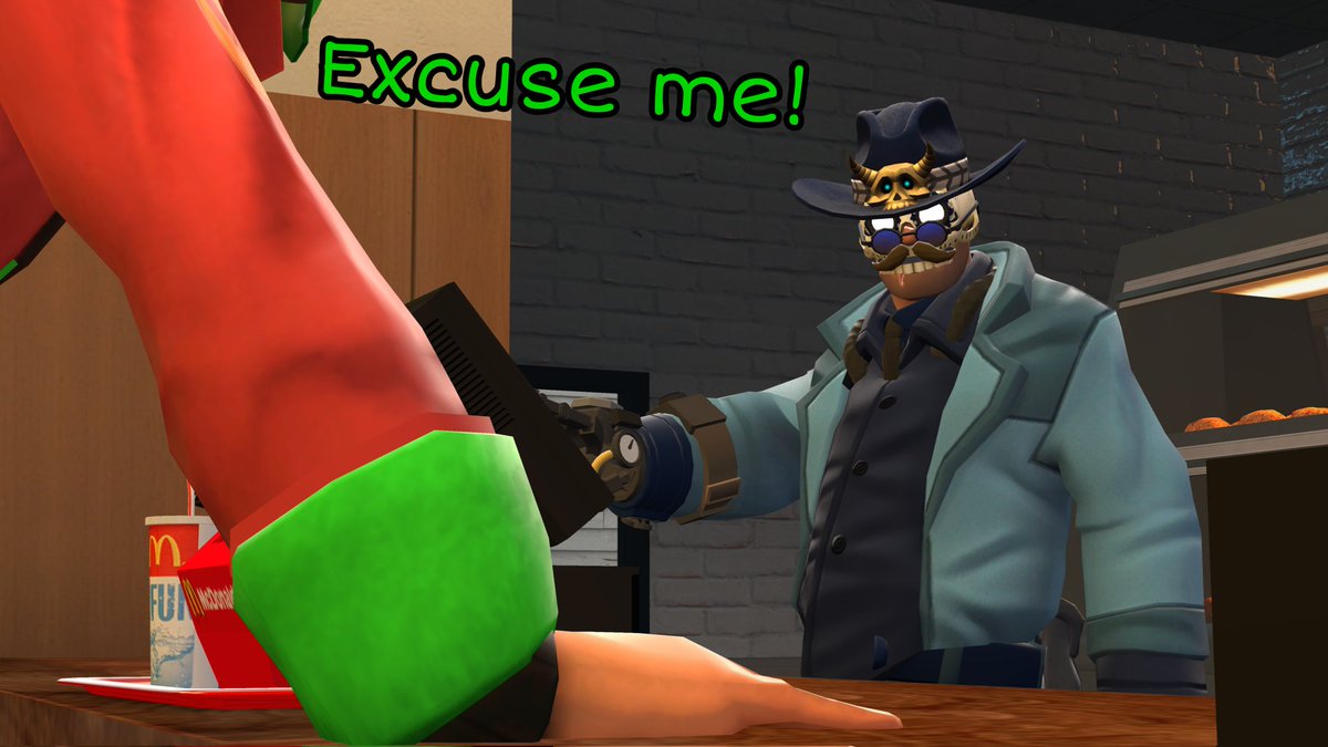 Randomix_1214's tweet photo. Pickles in a burger 🥒 🍔 
#tf2 #TeamFortress2 #Robogirl #MimiSentry #gmod #McDonald #Burger 
@Superheavygmod @tommygmod https://t.co/66KuJEkI7N