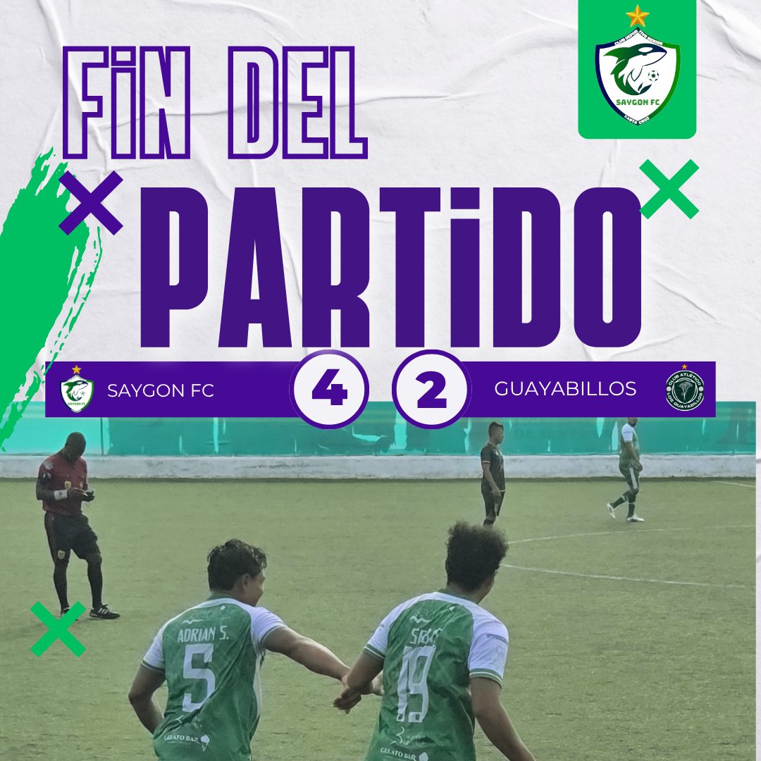 SaygonFC_GPS's tweet photo. ⏱️Fin del partido 

#FCSaygon 4️⃣ - Guayabillos 2️⃣

⚽️⚽️ Kelvin Herrera 
⚽️⚽️ Sebastián Patiño 

#SaygonFCSenior2026
#Saygoneate https://t.co/wqM1myBClW