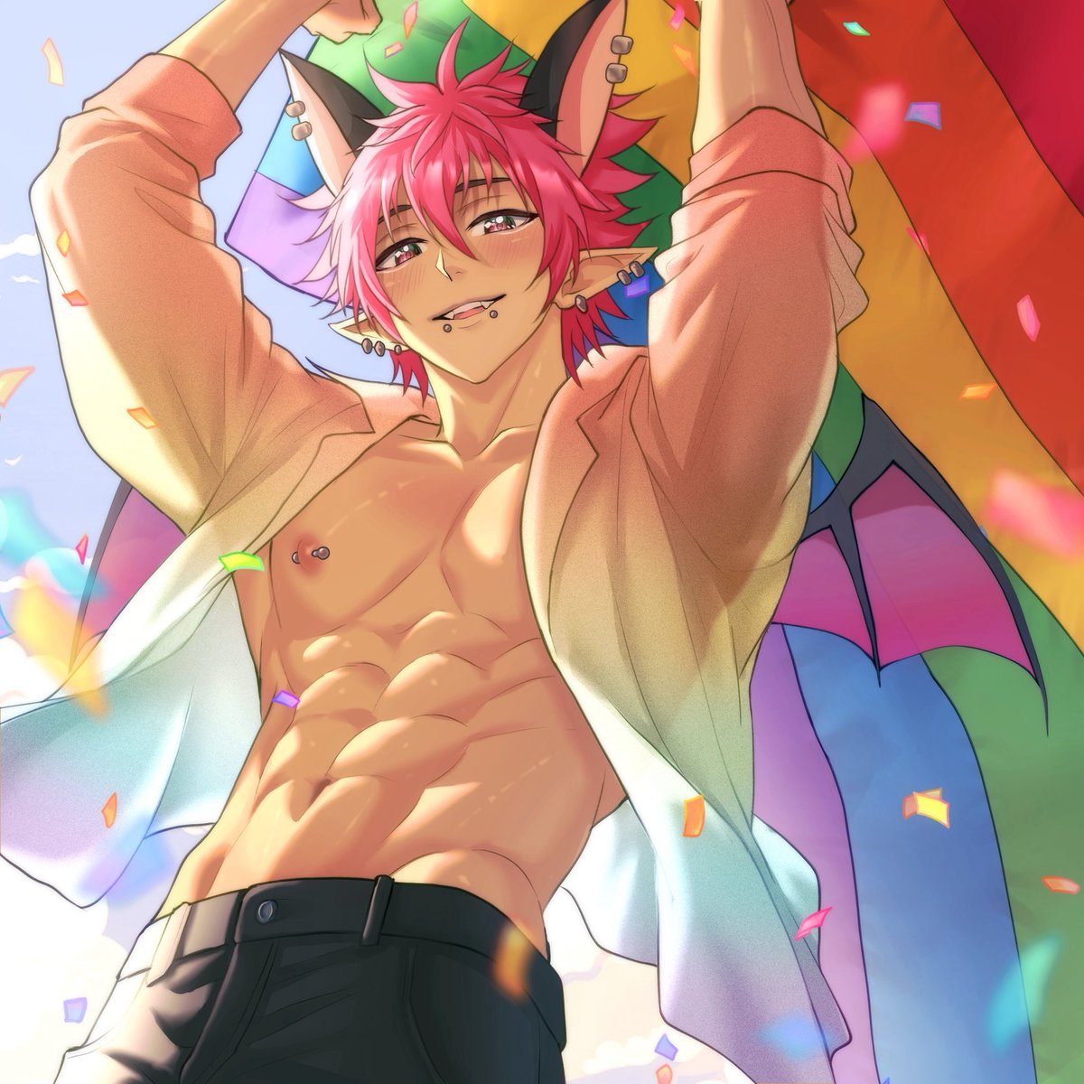 IndieBatVT's tweet photo. I said it already but I’ll say it again, HAPPY PRIDE MONTH!!!🏳️‍🌈🏳️‍⚧️ 

Always know my community is a safe space for everyone no matter who they love or what they identify as!

Art by the amazing @aehgoo https://t.co/oYoasJMfNF