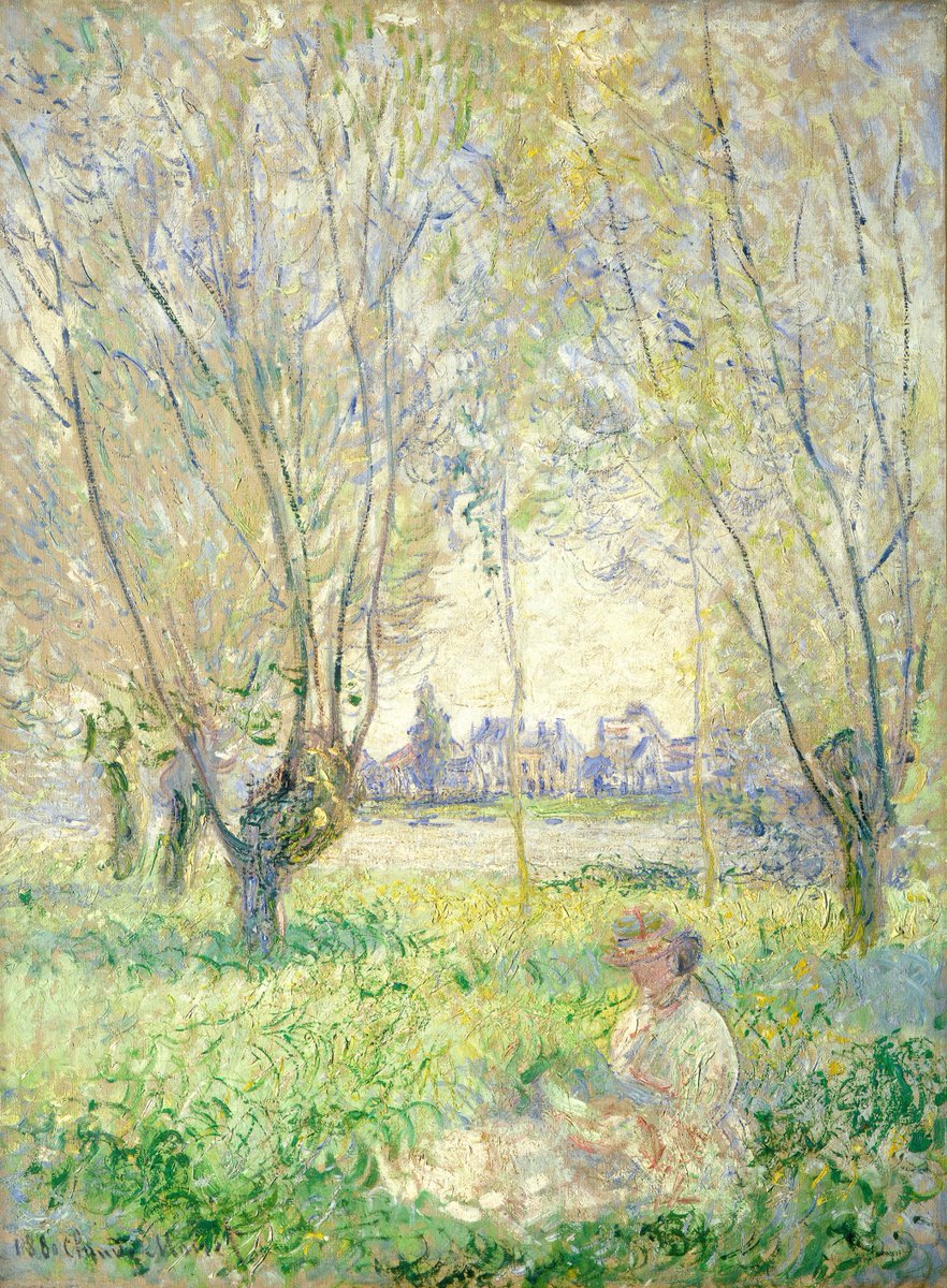 22hrr22min's tweet photo. woman deated under the willows by claude monet (french, 1880) https://t.co/66BzeiIPWe