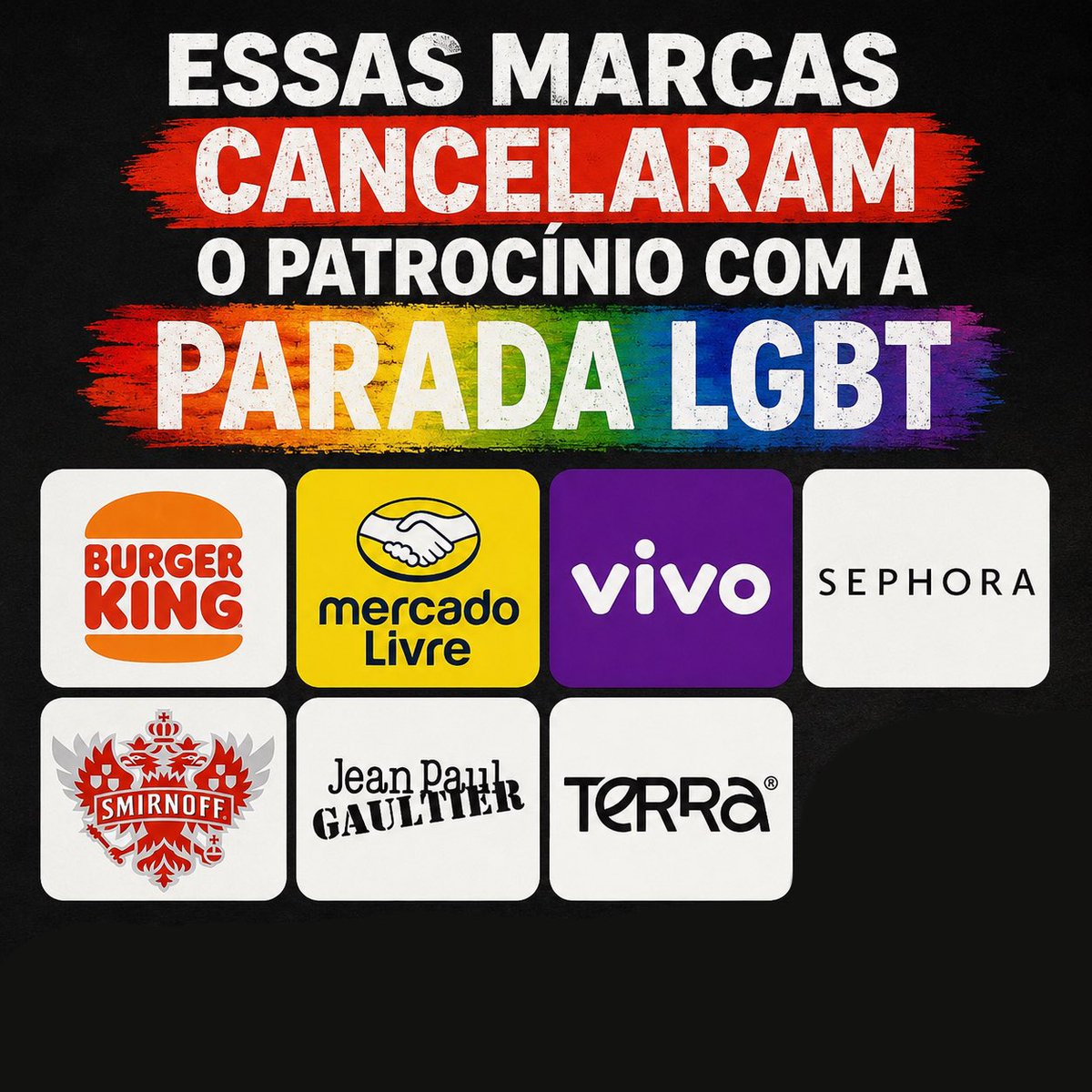 Centrallsonzers's tweet photo. 🚨Essas foram as marcas que cancelaram patrocínio com a parada LGBT+. https://t.co/dsmfqUrSCi