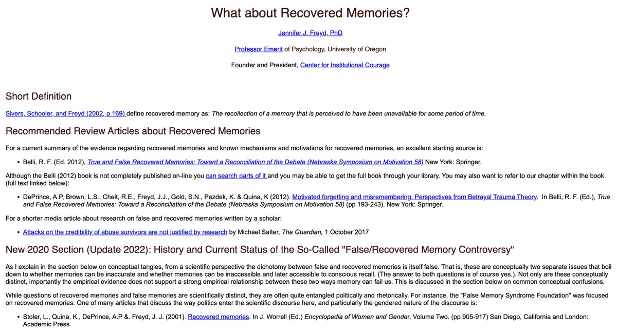 QiaochuYuan's tweet photo. guys this is so wild. okay. the term DARVO was invented by a psychologist named jennifer freyd. when freyd was in her 30s she uncovered repressed memories of being sexually abused as a child by her father. her parents responded to this by founding a nonprofit whose entire goal was to discredit the concept of recovering repressed memories and basically gaslight abuse victims at scale

how's that for fucking DARVO 😵‍💫

also her father is peter freyd, as in the mathematician and category theorist peter freyd, which is just so insane as someone who studied category theory