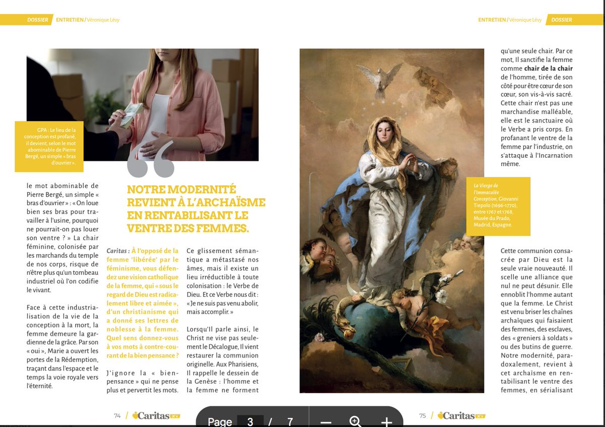 VroniqueLvy2's tweet photo. En exclusivité mon entretien complet dans Caritas.
« Face à l’industrialisation de la vie de la conception à la mort, la femme est la gardienne de la grâce. Par son « oui », Marie ouvreles portes de la Rédemption,traçant dans l'espace et le temps la voie royale vers l'éternité. » https://t.co/dRL3JQII7g