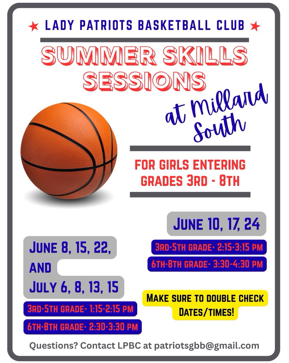 Patriotsgbball's tweet photo. Skills Workout starts tomorrow for 3rd–8th graders! 🏀🔥

We’re excited to get going and have everyone in the gym. Come ready to compete, learn, and have a great time—everyone is welcome!

Can’t wait to see you all there! https://t.co/hj6RgmRRDd