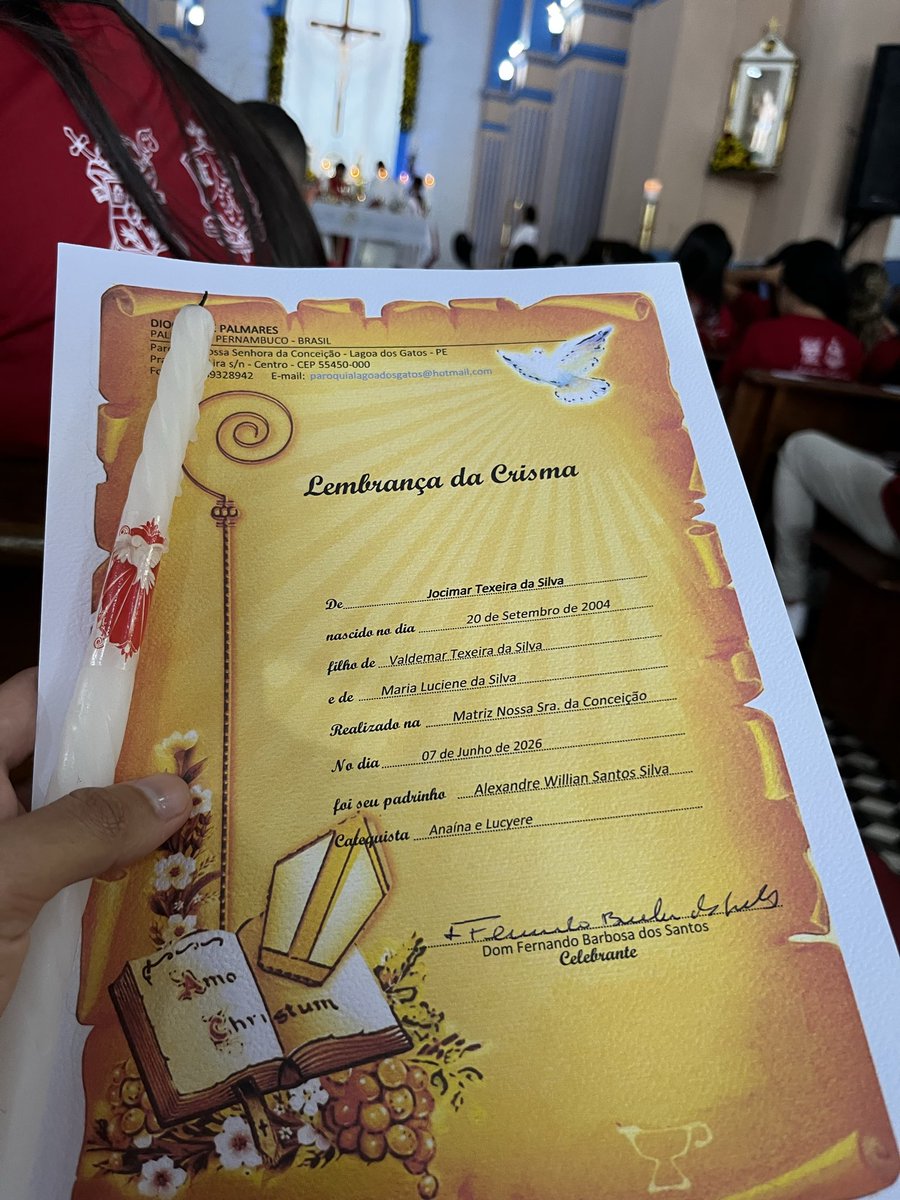 jocimarzin's tweet photo. Crismado, obrigado meu Deus. Obrigado Virgem Maria ❤️‍🔥🙌🏽 https://t.co/DlsjTdYnqv