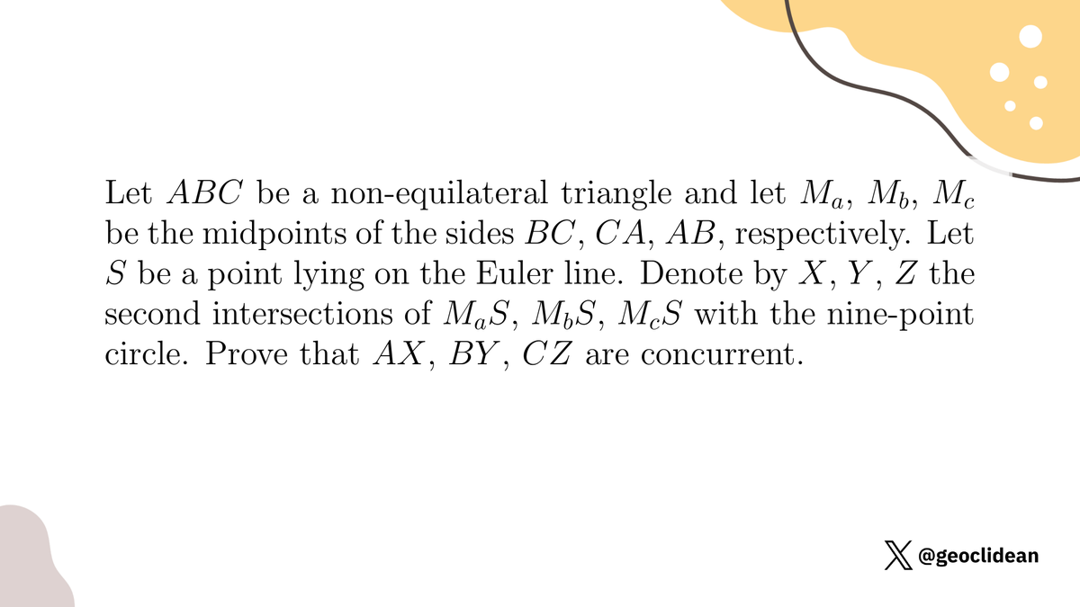 geoclidean's tweet photo. Concurrence from S on Euler Line
#EulerLine #Geometry #Concurrence #Folklore #GeometryProposed #MovingPoints https://t.co/V53U9ePM5a