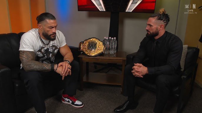 TwoHeadsPodcast's tweet photo. Seth Rollins should surrender and join The Bloodline. https://t.co/IuEDi5LNCj
