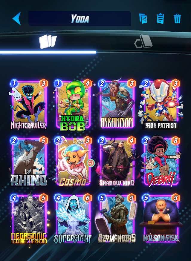 KMBestMS's tweet photo. It's Sunday, you know what that means! KMBest @MARVELSNAP Top Decks Day!

The midrange decks finally figured out the Carter matchup, with Supergiant (@UnhlpfulYoda) winning the GG, and CGR TOV (@AndreVar14) being my personal favorite list of the bunch. https://t.co/fRjKhPXyIf