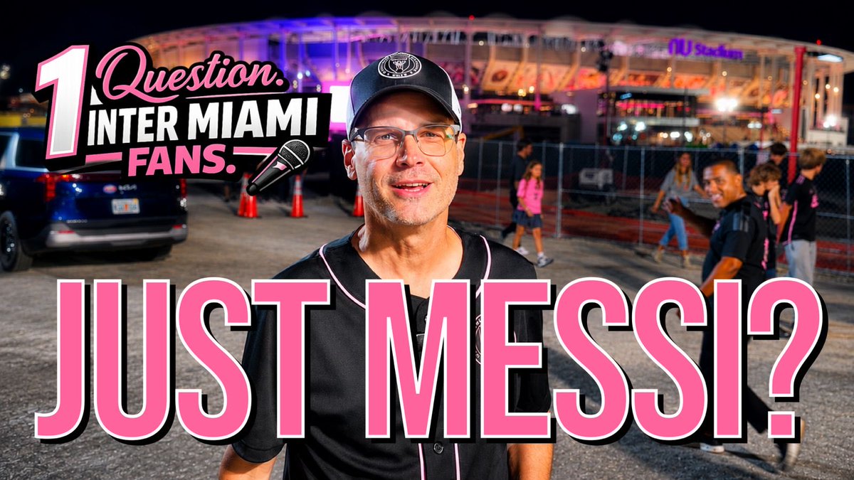 FutbolMiamiTV's tweet photo. Are @InterMiamiCF fans going to games to only see #Messi or for the team? Check out our latest 1 Question to Inter Miami fans. Going LIVE at 7pm! 
Get your Inter Miami gear at @Canes_Wear 
🎥: 
https://t.co/UCqt4Ve9zv https://t.co/S1TyjE4Mlx