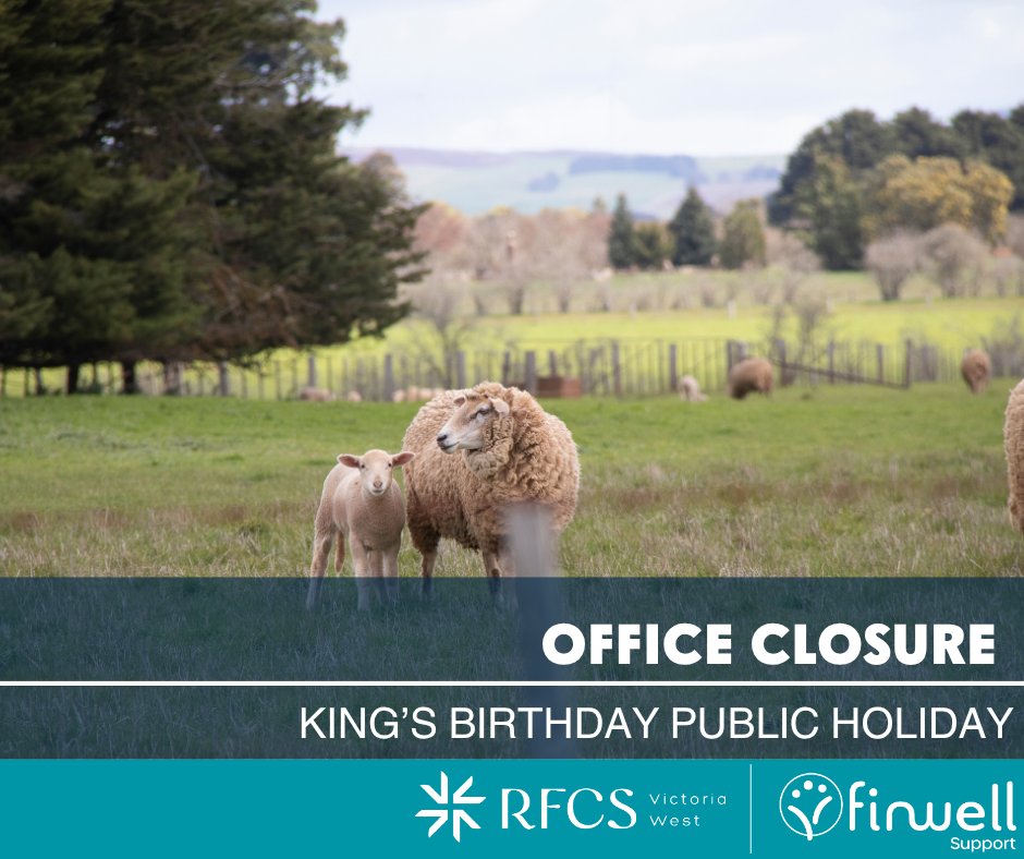 FinwellSupport's tweet photo. King's Birthday Public Holiday 

Our offices will be closed for the public holiday.

If you need mental health support, help is available 24/7:

📞 Lifeline 13 11 14
📞 Beyond Blue 1300 22 4636

https://t.co/BRKlGOCKaU

#RFCSVicWest #MentalHealthMatters https://t.co/GjMLSJ4ig7