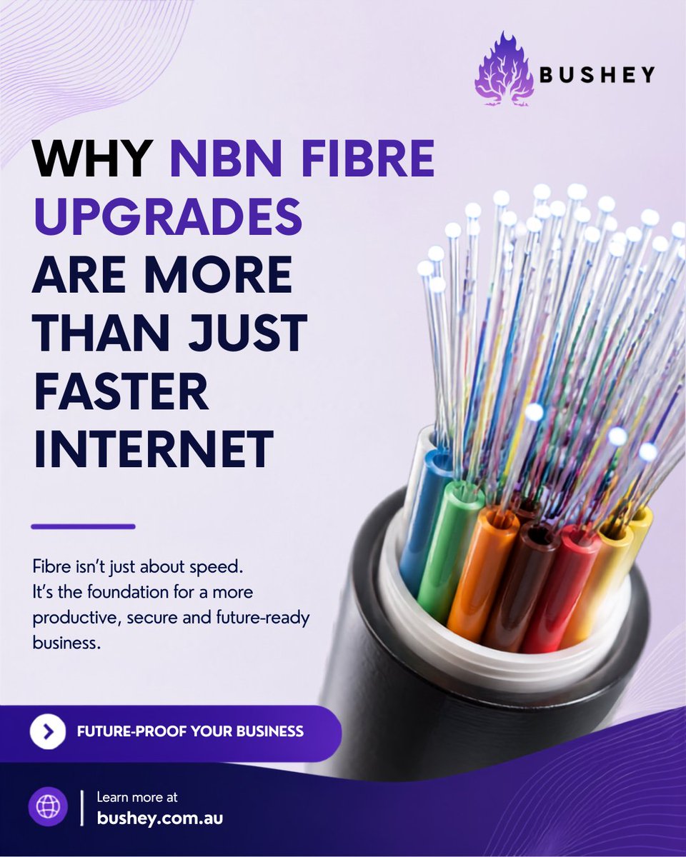 bushey_au's tweet photo. Most businesses see fibre as a way to get faster internet. The real benefit is what it enables. Better reliability, smoother collaboration, improved cloud performance, and a stronger foundation for future growth. https://t.co/sh3q2OryKo