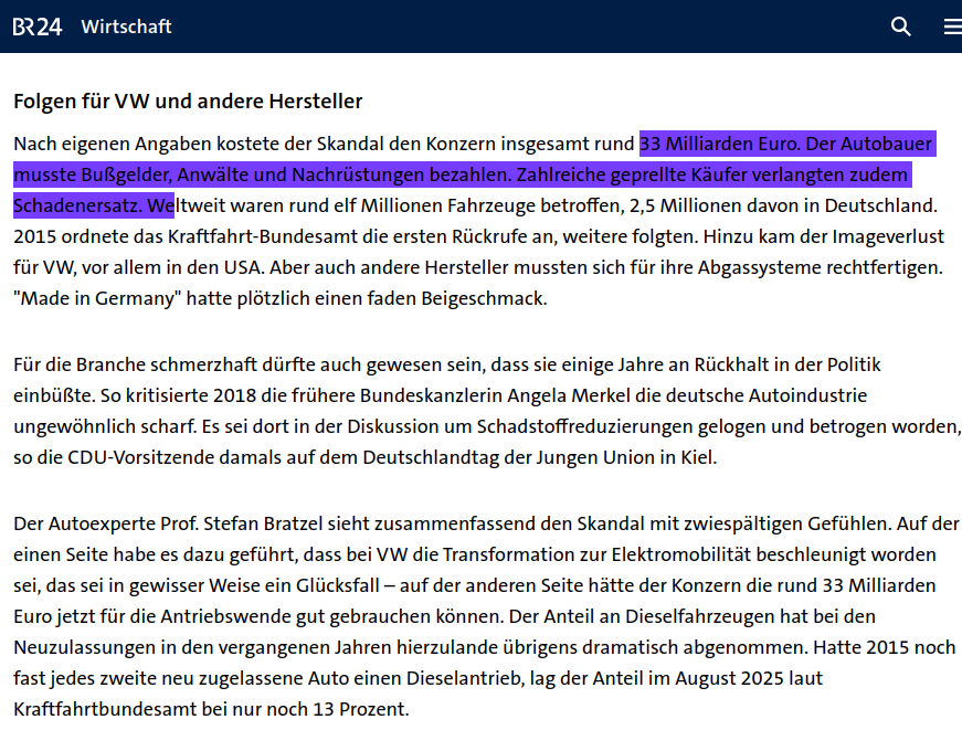 personenprofil's tweet photo. @BurgerleinWatch @ChrisStoecker @HS_Akechi @schroeder_k Der #Dieselskandal hat allein @volkswagen 33 Milliarden gekostet.
Das verlorene #Geld/der bis heute verhinderte #Strukturwandel kostet heute #Arbeitsplätze!
Darüber zu reden wäre wichtig -- nur hat die #Verbrenner #Fossil-#Lobby vermutlich keine Lust dazu! https://t.co/ADoyl0PKTY