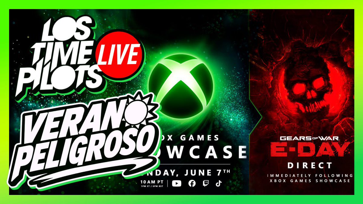 lostimepilots's tweet photo. ¿Se perdieron algún #LTPLive del #VeranoPeligroso☀️ en #LosTimePilots?

🎮 MARTES - State of Play - @PlayStation: https://t.co/65NY4Y4eti

⛱️ VIERNES - #SummerGameFest - @summergamefest: https://t.co/dtlFpPQaXT

💚 DOMINGO - #XBOXGamesShowcase y @GearsofWar E-Day Direct - @XBOX: https://t.co/xYqZ3lEpXU 
Muchas gracias a todos los Pilots que nos acompañaron en vivo durante estos streams! ¿Cuál fue su anuncio favorito?