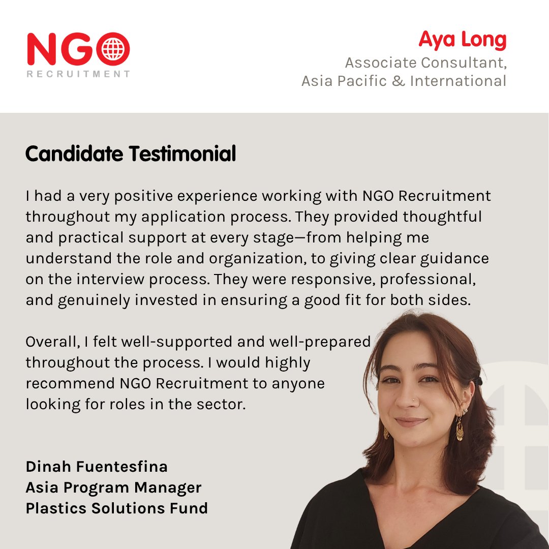 NGORecruitment's tweet photo. π At NGO Recruitment, we understand the complexity of international recruitment for purpose-driven organisations. If your organisation requires support with international purpose-driven recruitment, contact us https://t.co/4pKFNjq2tu
#NGORecruitment #Testimonial #ForPurpose https://t.co/14UJIz1flX