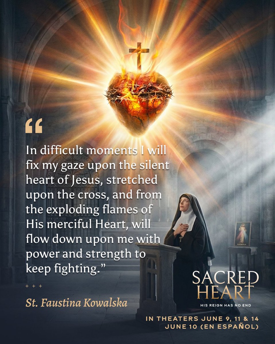 EWTN's tweet photo. In difficult moments, fix your gaze on the silent heart of Jesus 🥹❤️‍🔥

🍿 You can catch this incredible film from @fathomentertainment in a theatre near you June 9, 11 & 14th.

SACRED HEART is a new docudrama that invites you into the heart of Jesus as revealed to a French nun named Saint Margaret Mary Alacoque 350 years ago. Today, the mystery of the Sacred Heart continues to draw men and women from around the world.

Support this amazing Catholic film by getting tickets here: https://t.co/EN3WPujIPS