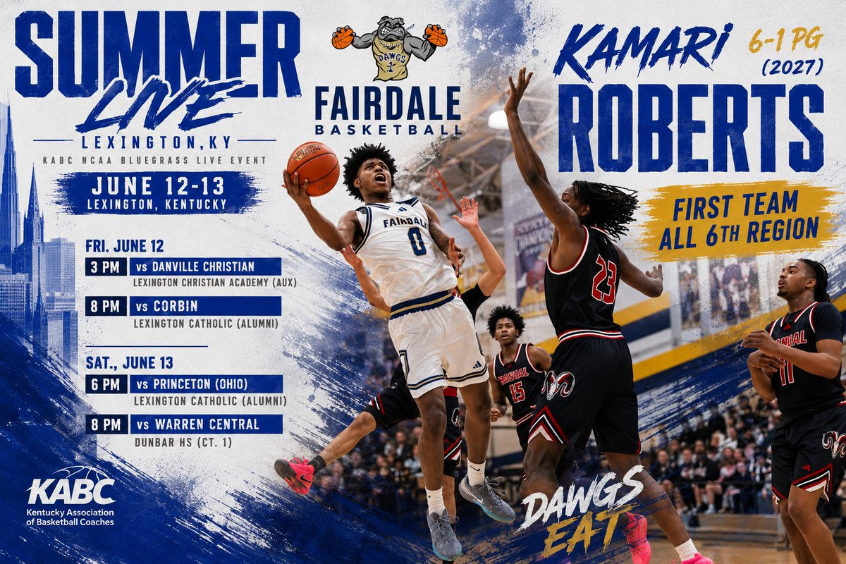 FHSBasketball11's tweet photo. Dawgs will be in Lexington next Friday! All Region PG Kamari Roberts (2027) will be running the show! Colleges come see Kamari and our entire team! We will introduce our players beginning today! #dawgs https://t.co/0dDkbzVz9H