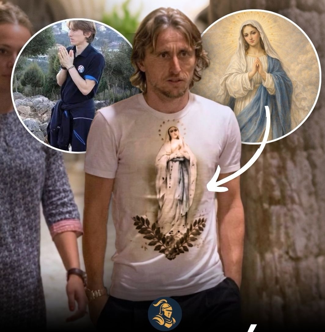 utdMaggie's tweet photo. Luka Modric wore a t-shirt with our lady Mary https://t.co/s1WrAisJoO