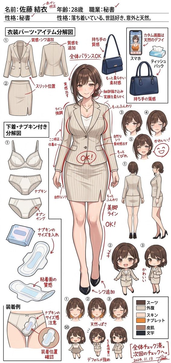 illust_gallery's tweet photo. 「通勤がもっと楽しくなる、愛されスーツ着こな術☆」
ネイビーのストライプスーツが映える、彼女のオフィススタイル設定資料を作ってみました。タイトスカートのスリットや足元の質感など、上品かつ少し艶やかな日常を意識しています。

Patreonではさらに限定の表情差分や高画質版を公開中です✨
#AIart #AIイラスト #オフィスレディ