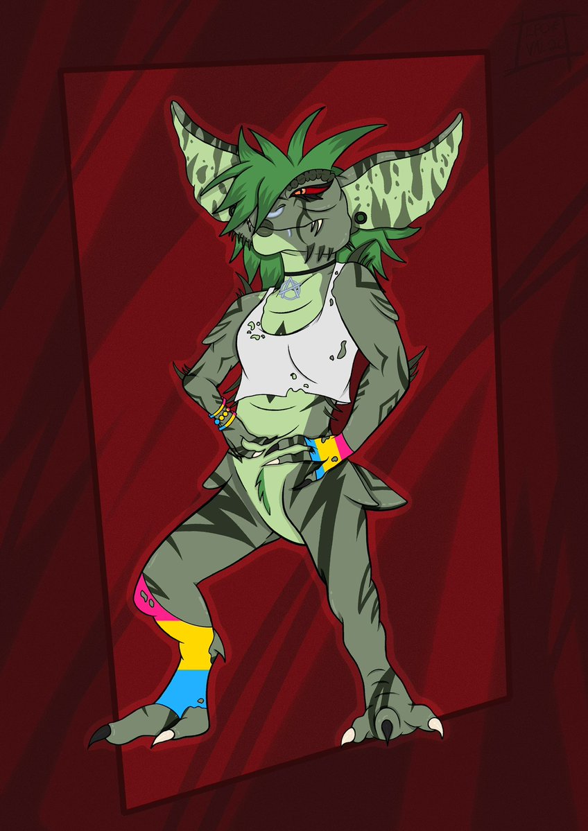 EpoVal's tweet photo. Greenday is back! Was so fun to draw her and try a forced perspective💚

#gremlins https://t.co/vf07e9gVNz