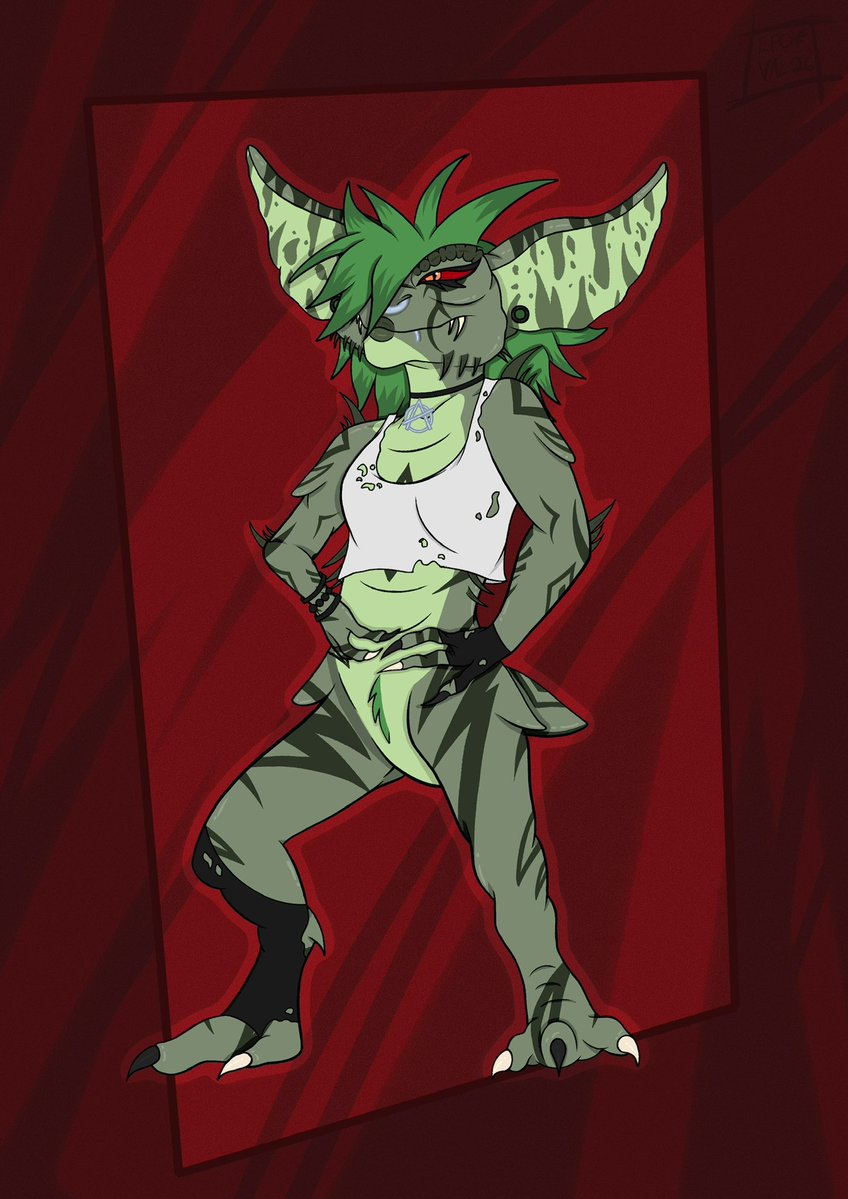 EpoVal's tweet photo. Greenday is back! Was so fun to draw her and try a forced perspective💚

#gremlins https://t.co/vf07e9gVNz