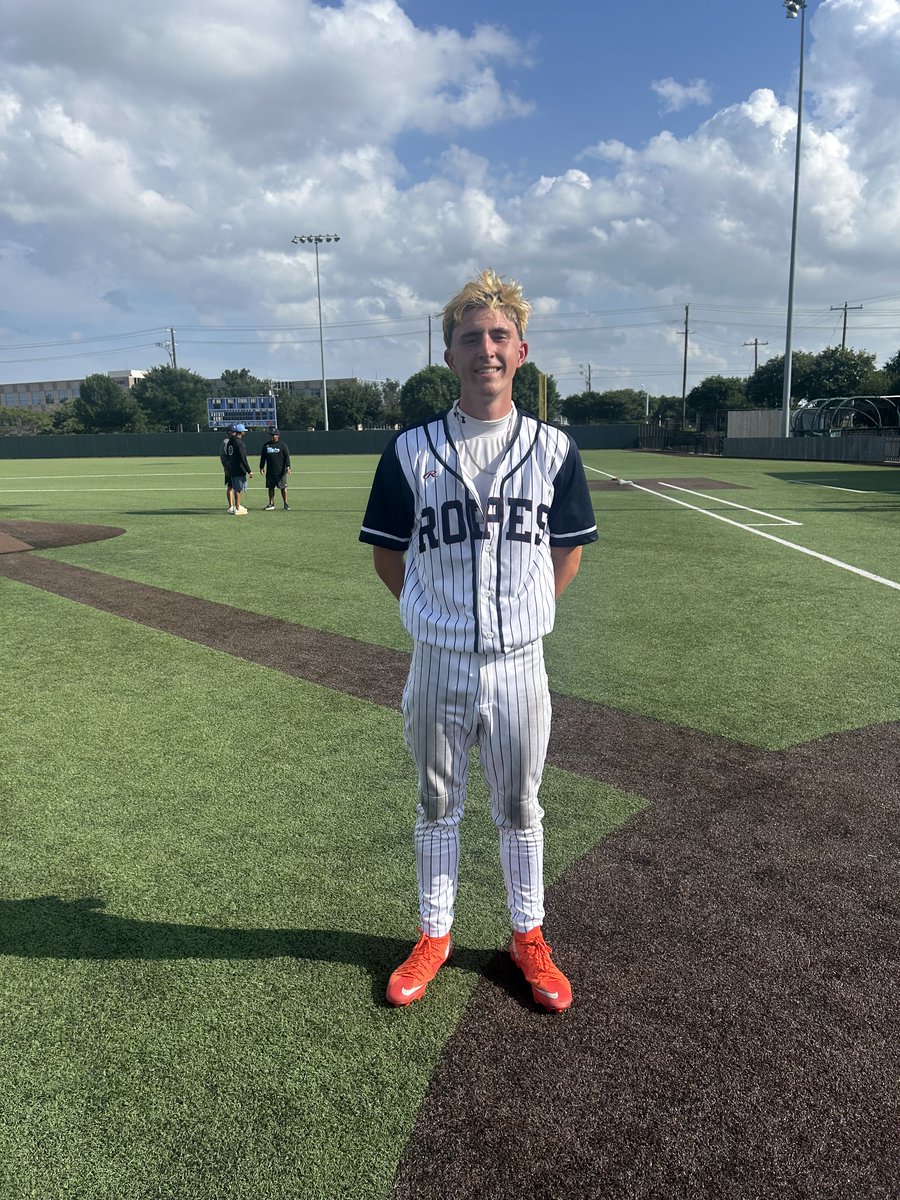 FiveToolTexas's tweet photo. F: @ropes_baseball  16U Nairn  8, NTX Mafia 0
PoG: Logan Scholl 6IP, H, 0 BB, 5K
Hitter: Carter Conway 2-2, 3 RBI, 3B, HR https://t.co/tcXgED0HeF