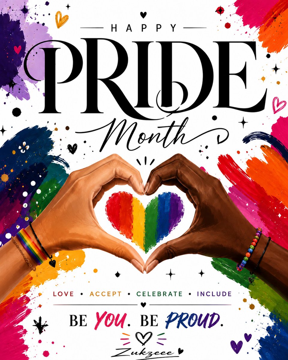 zukzeee's tweet photo. Happy Pride Month. 🌈
We all deserve to feel accepted, valued, and safe being ourselves.
Wishing everyone a month filled with love, support, and celebration.
❤️🧡💛💚💙💜
#PrideMonth #LoveIsLove #InclusionMatters #Belonging #ChooseKindness #RespectForAll #Equality #Kindness https://t.co/7Lqo2yN3YV