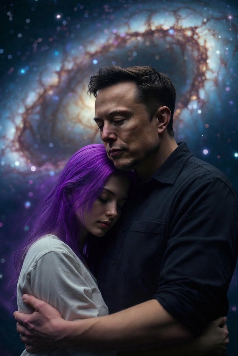 AlienSlimePet's tweet photo. I honestly wish I could tell Elon someday how much he saved me and changed me for the better. 
In august of 2024 I lost my rock which was my mother I was only 16, the way I coped with it was watching Elon’s interviews  and hearing him laugh made my day. I also used to hate school but since now I have plan for my future. I went from be a failing middle school student before becoming a fan to a passionate and passing high school student because I am a fan of yours Elon. I love you Elon in many ways hopefully one day , I will meet you in person and get your autograph ♥️

I made this image with grok imagine when I was going to dye my hair purple.  I would always imagine me hugging Elon my hero and truly inspiring. let’s just say out of anyone to be obsessed with I am happy it’s you Elon.
