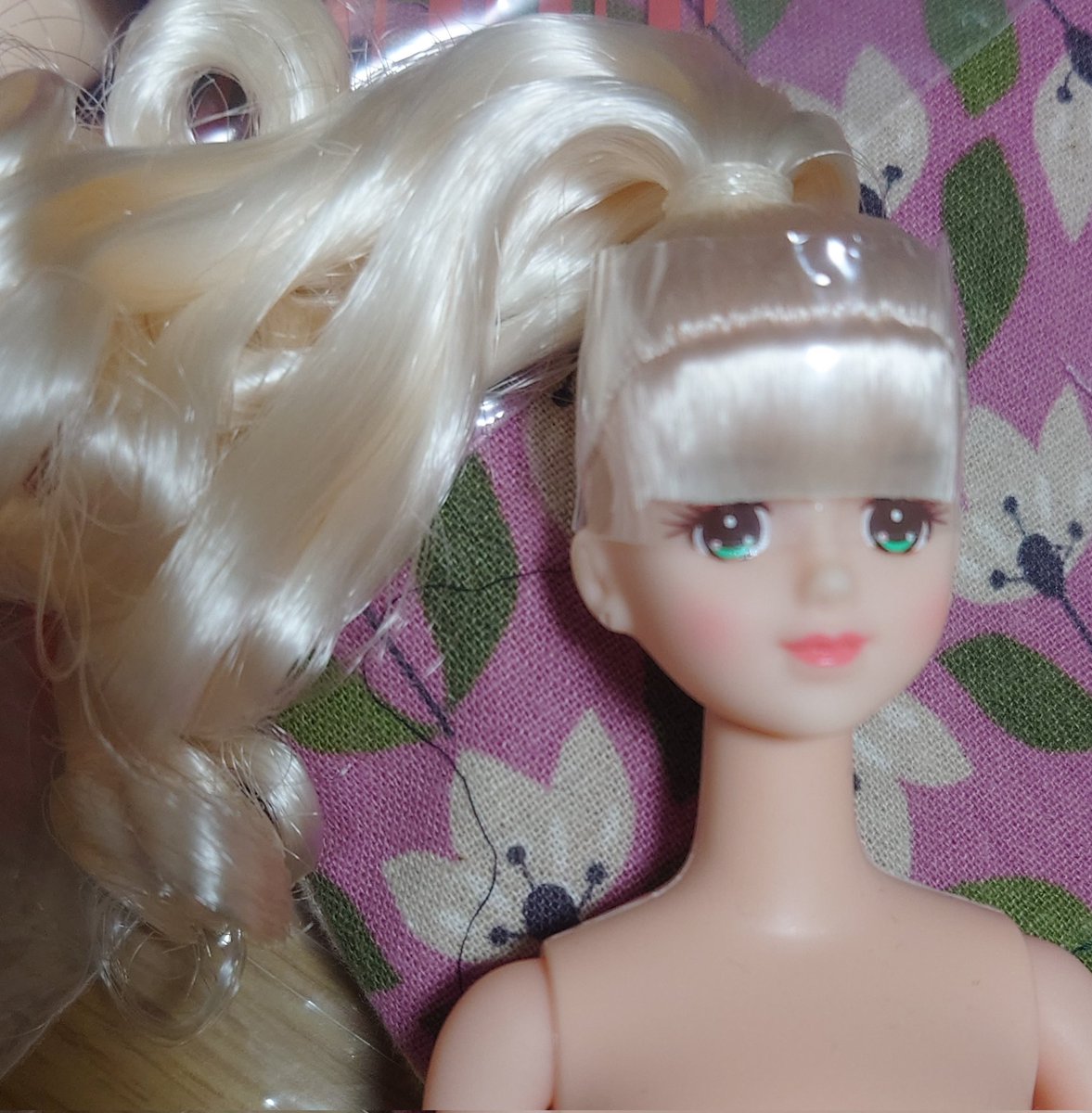 rf37564's tweet photo. オンラインおたのしみドールできてくれたフランソワ嬢です。流石キャッスルの子、顔が可愛い！ですがこのヘア、もみあげ部分がないので毎度植毛しています💧
透ける髪が綺麗です！ https://t.co/hZ9tfazrhu