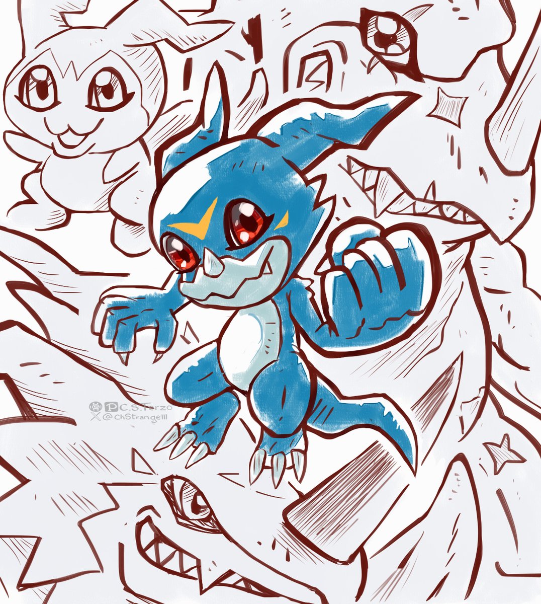 ChStrangelll's tweet photo. Veemon from digimon adventure 02 https://t.co/thua9yLfj0