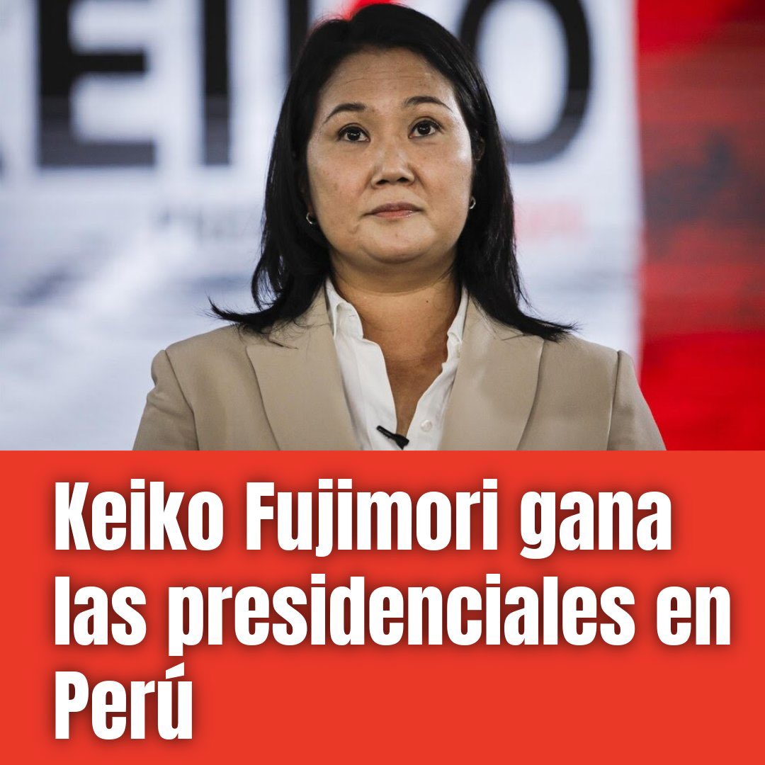 RNacional_News's tweet photo. 🔴 #Urgente flash electoral, Keiko Fujimori obtiene 50,7% de los votos válidos frente a 49,3% de Roberto Sánchez. https://t.co/FBQjLo5QlB