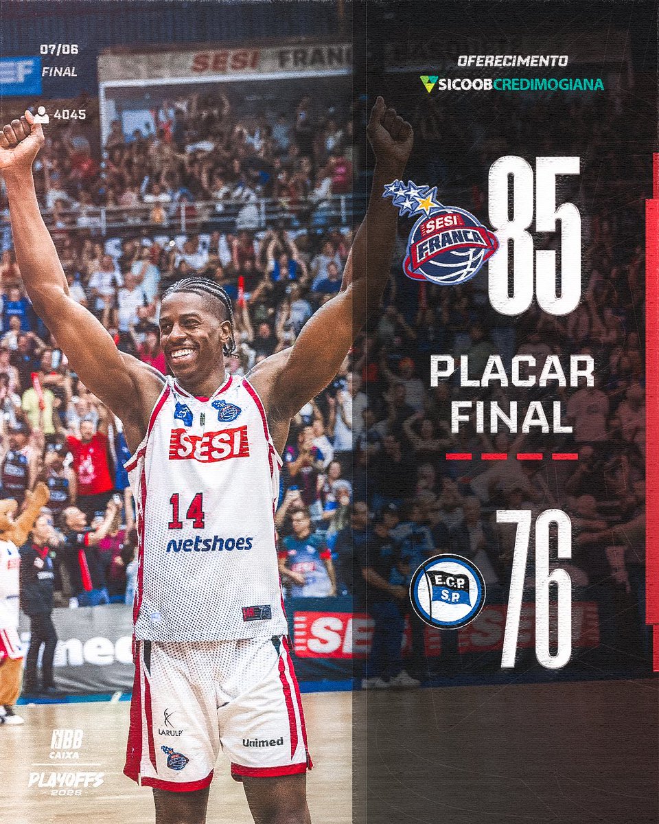 FrancaBasquete's tweet photo. O PLACAR DO PENTA!!!!

5x CONSECUTIVAS: SESI FRANCA BASQUETE 🏆🏆🏆🏆🏆 https://t.co/cdPjtWUGmY