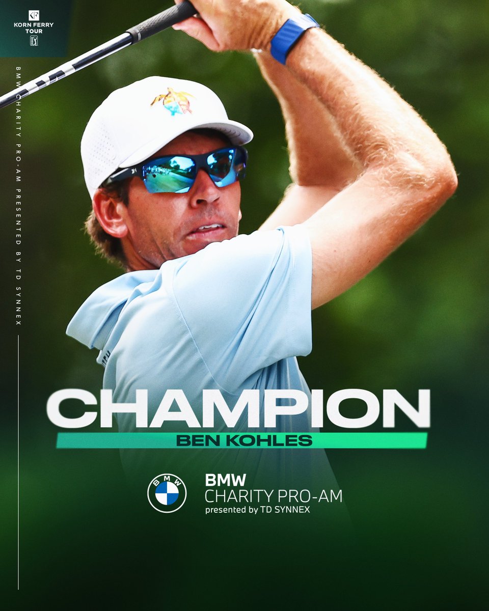 KornFerryTour's tweet photo. Back in the winner’s circle 🏆

Ben Kohles consistency pays off to become the champion of the @BMWCharityProAm! https://t.co/GDiIxxTS5e