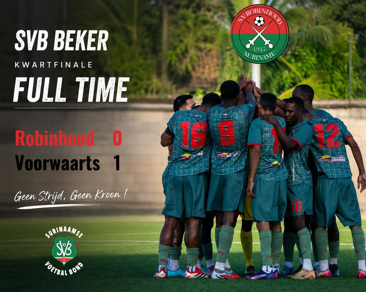 SurinamCol's tweet photo. Para Robinhood es la última oportunidad de levantarse de tantos golpes, pues a parte de perder la final de la liga ante el sorprendente Broki, fue eliminado de la Copa de Surinam ante Voorwaarts, por lo que podría quedarse sin títulos en esta temporada. https://t.co/BSZsg2kRgH