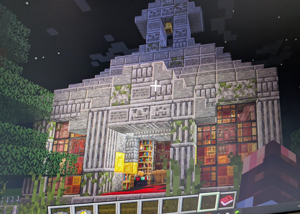 capstellium's tweet photo. my kid is on some hp lovecraft shit with his friends on minecraft he just built this spider temple for a new religion and wrote the lore https://t.co/sJNLE9SwFl