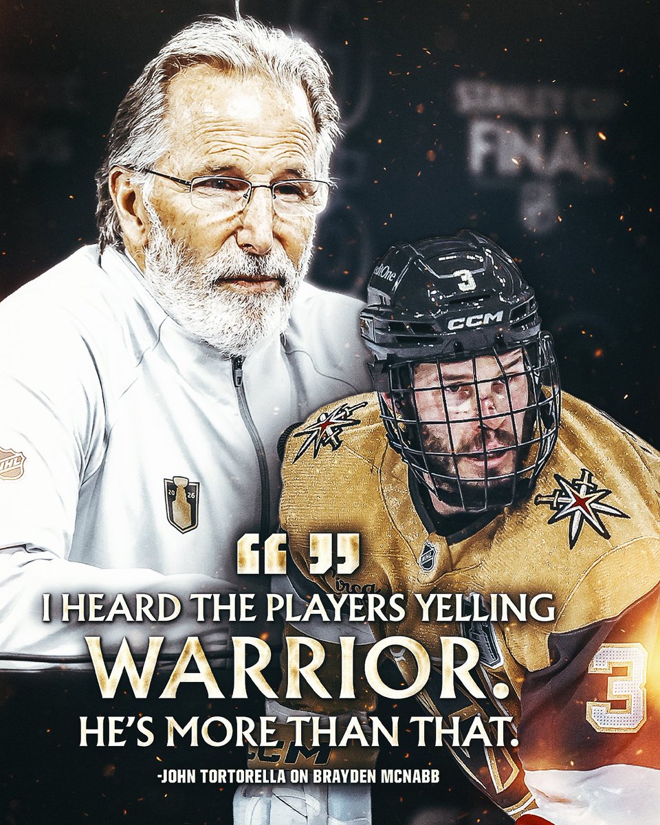 GoldenKnights's tweet photo. Shea Theodore on Brayden McNabb: I’ve known him for a long time, and he’s as tough as they come. Some guys are built different, and he’s one of them. For him to battle, go through what he went through, and be able to stay in the lineup is incredible.

Read the best quotes following last night’s double OT win in Game 3 of the Stanley Cup Final: https://t.co/iKiYmszSsR