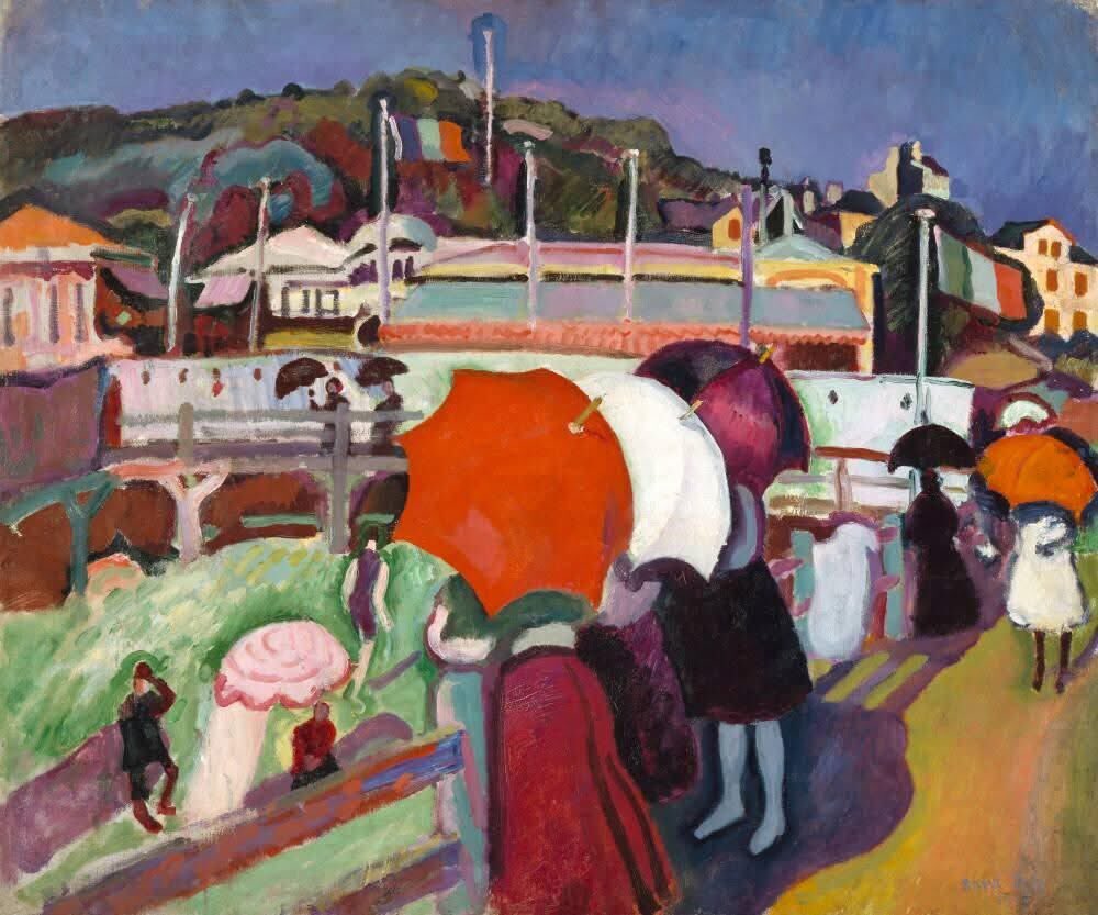 olgatuleninova's tweet photo. RAOUL DUFY
(French  1877-1953)
"LES TROIS OMBRELLES " 1906
Huile sur toile, 59,7x73,7 cm
Museum of Fine Arts, Houston https://t.co/Hqn9YZh1rE